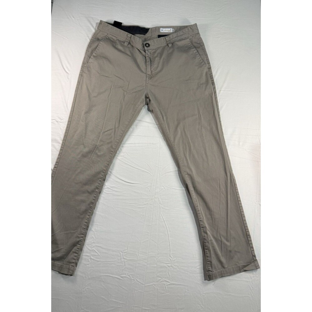 Volcom Men’s 38 Beige Chino Pants – Straight Leg – Cotton Canvas – Flat Front